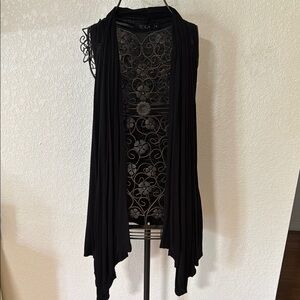 INC International Concepts Black Open Front Cardigan